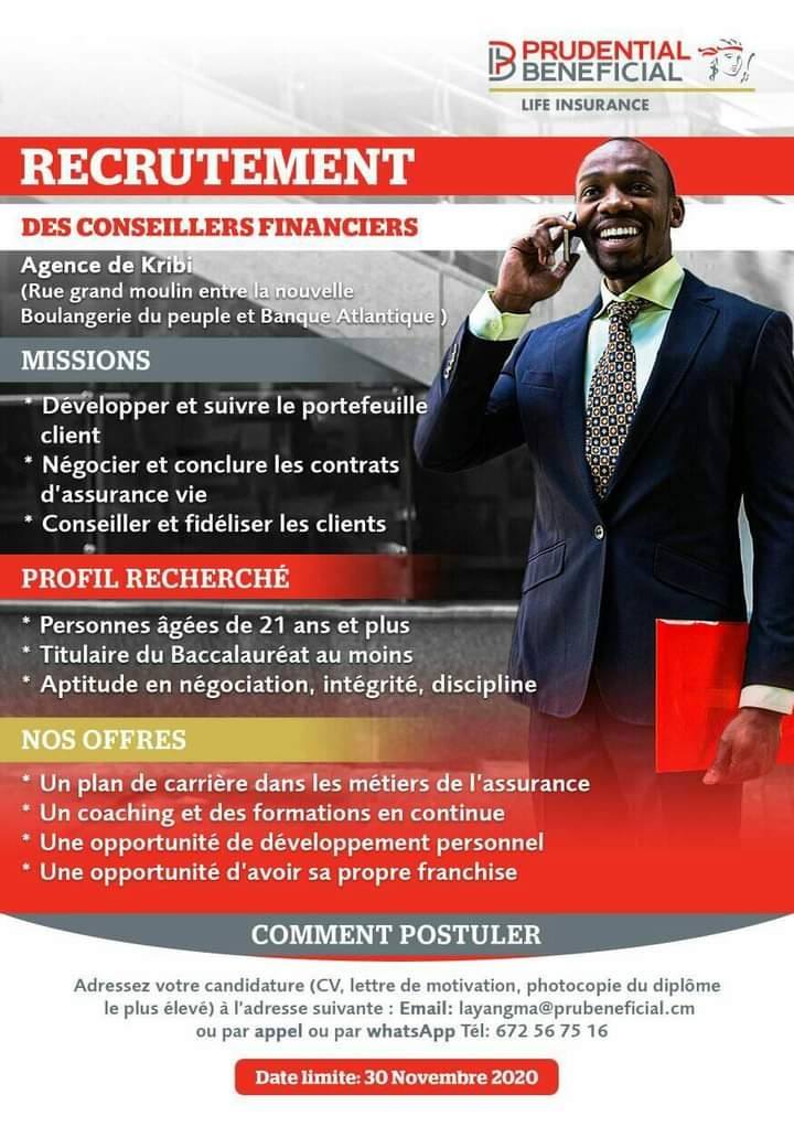 Avis De Recrutement Conseillers Financiers A Prudential Beneficial Life Insurance S A Cameroun